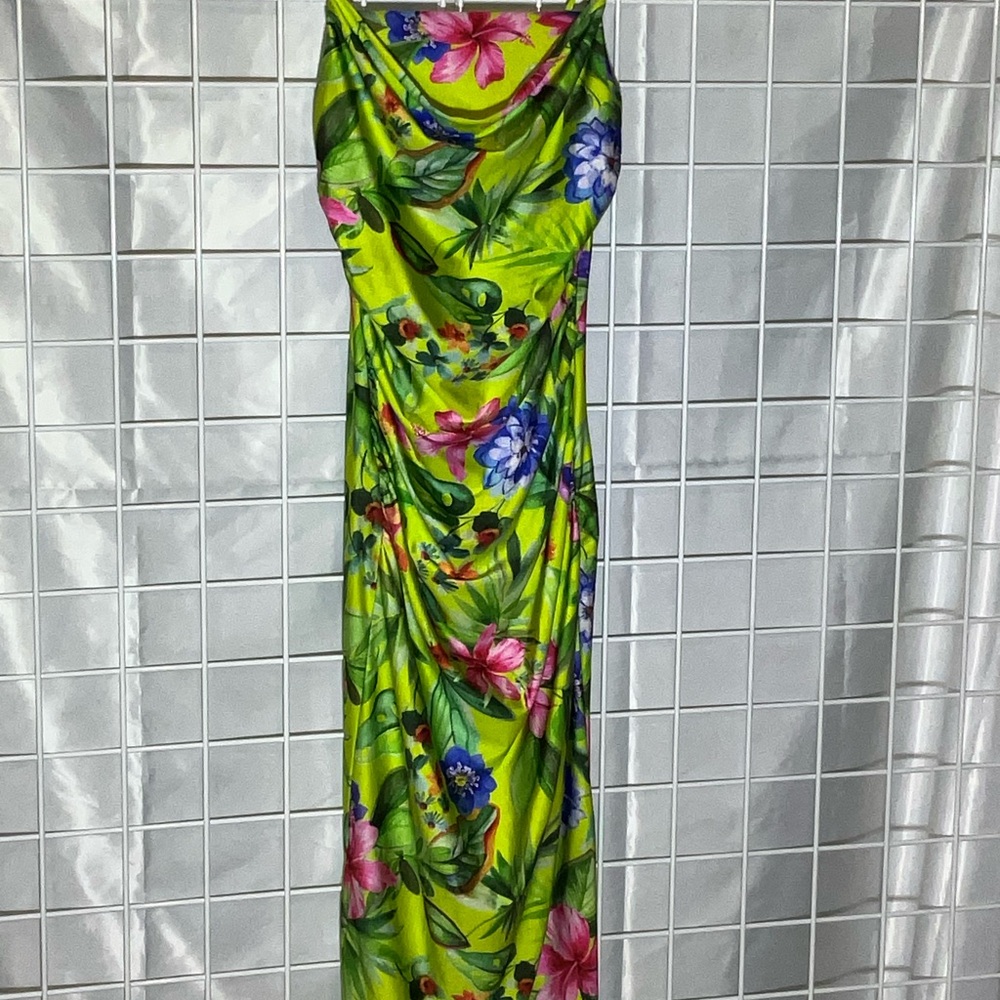 Haute Monde Floral Maxi Dress - Green and Pink